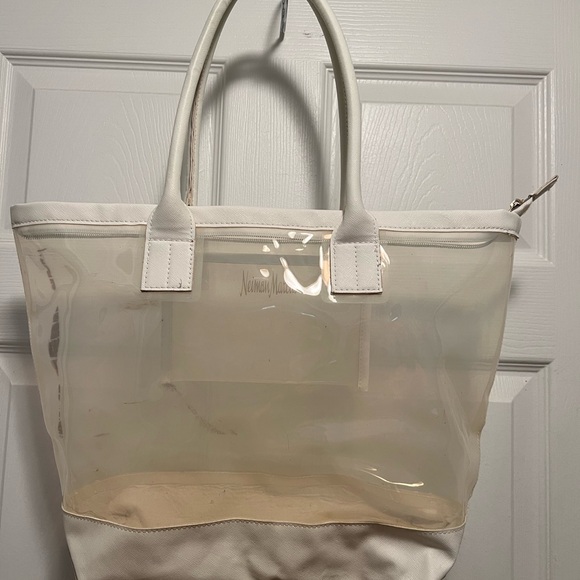 Neiman Marcus Clear and White Tote Bag - Picture 1 of 4